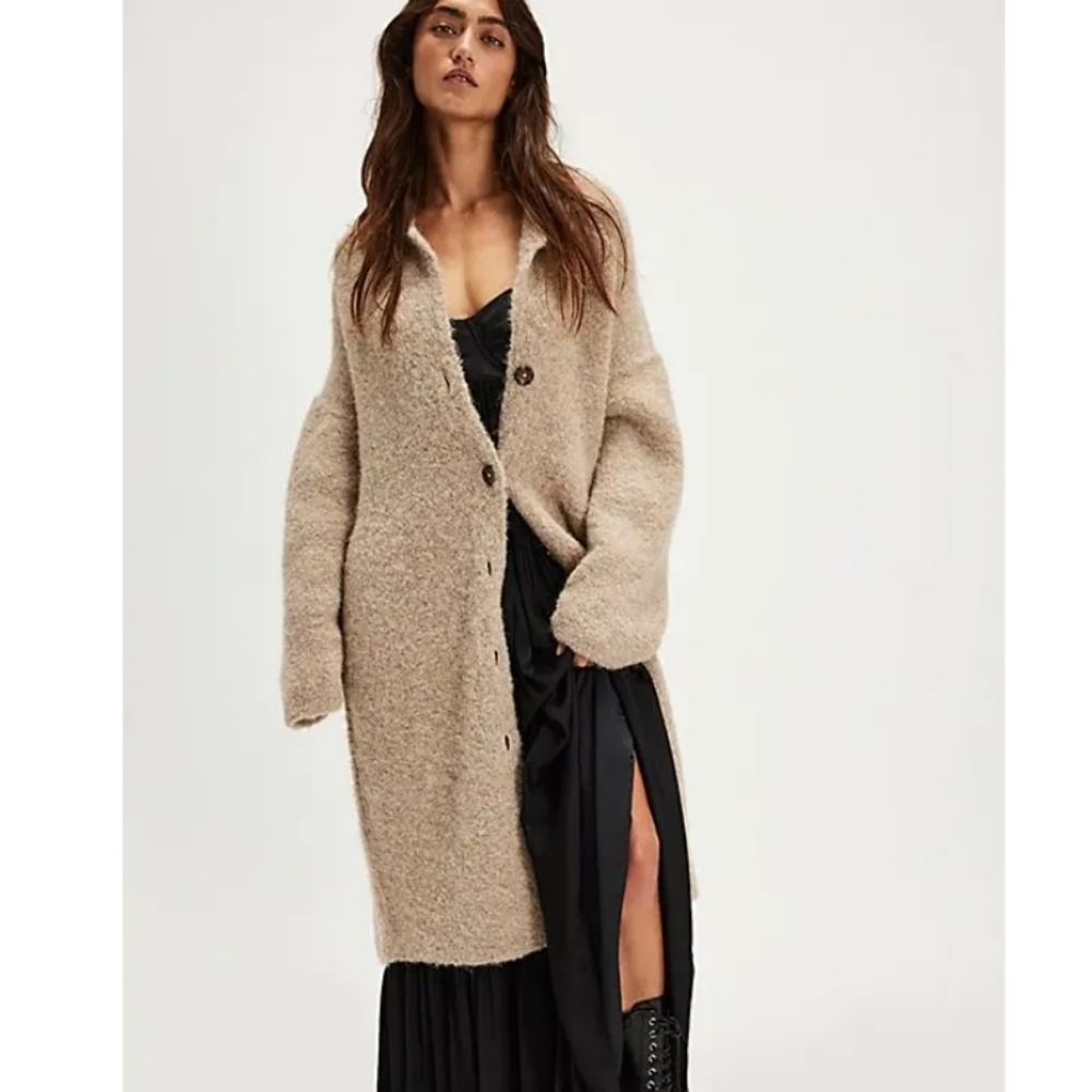 Free People Alpaca Long Sweater Jacket M NEW